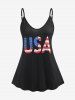 American Flag USA Print Tank Top and Butterfly American Flag Capri Leggings Plus Size Summer Outfit -  