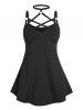 Gothic Strappy O Ring Choker Tank Top and Capri Leggings Plus Size Summer Outfit -  