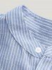 Striped Print Long Sleeve Half Button Shirt -  