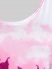 Plus Size Flower Tie Dye Short Sleeves T Shirt -  