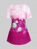 Plus Size Flower Tie Dye Short Sleeves T Shirt -  