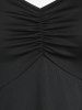 T-shirt Tunique Epaule Dénudée de Grande Taille à Volants à Lacets - Noir 