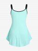 Plus Size Cowl Neck Two Tone Tunic Tank Top -  