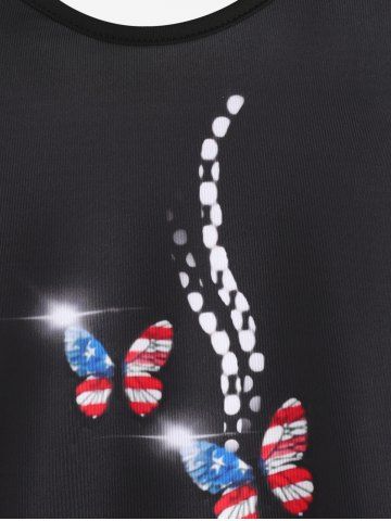 Plus Size & Curve American Flag Butterfly Print Patriotic Tank Top