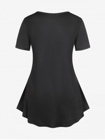 Plus Size Feathers Printed Short Sleeves Tee