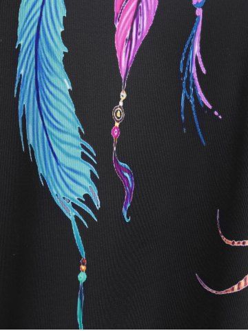 Plus Size Feathers Printed Short Sleeves Tee