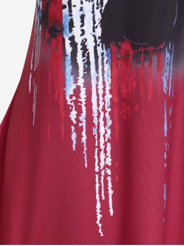 Plus Size & Curve Gothic American Flag Print Skull Print Tee