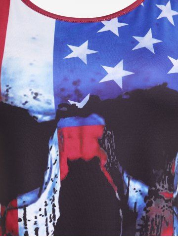 Plus Size & Curve Gothic American Flag Print Skull Print Tee