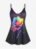 Plus Size & Curve Rainbow Rose Butterfly Print Cami Top -  
