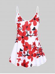 Plus Size Plum Blossom Print Flowy Cami Top -  