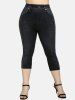 Gothic Cold Shoulder High Low 2 In 1 Tee and Capri Leggings Plus Size Summer Outfit -  