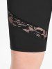 Plus Size & Curve Lace Panel See Thru Short Leggings -  