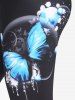 Legging Capri Courbe à Imprimé Papillon à Coupe Haute de Grande Taille - Noir 5x | US 30-32