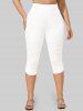 Legging Corsaire Décontracté Evidé à Lacets de Grande Taille - Blanc L