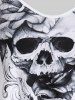 Plus Size & Curve Gothic Rose Skull Print Tank Top -  