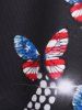 Plus Size & Curve American Flag Butterfly Print Patriotic Tank Top -  