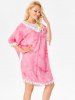 Crochet Insert Tie Dye Poncho Cover Up -  