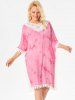 Crochet Insert Tie Dye Poncho Cover Up -  