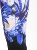 Plus Size Flower Colorblock High Waisted Capri Leggings -  