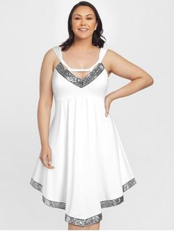 Plus Size & Curve Sequin Asymmetric Midi Dress - WHITE - 1X