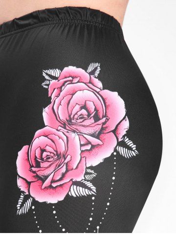 Plus Size High Waist Floral Print Capri Leggings