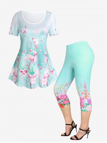Cottagecore Floral Print Plus Size Summer Outfit