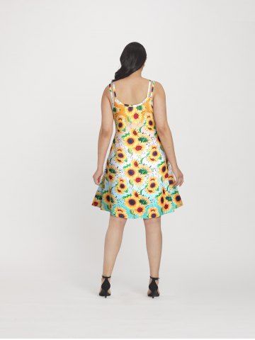 Plus Size & Curve Crisscross Sunflower Print Sundress