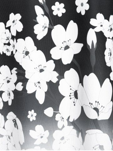 Plus Size Monochrome Floral Print Crisscross Sundress
