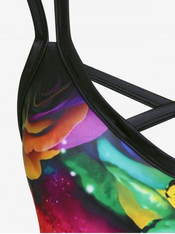 Plus Size 3D Glittery Sparkles Butterfly Crisscross A Line Sleeveless Dress