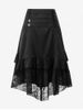 Plus Size & Curve Gothic Lace Insert High Low Flounced Midi Skirt -  
