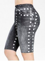 Plus Size 3D Printed Pull On Bike Shorts -  
