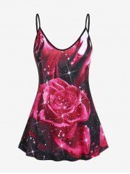 Plus Size Rose Print Flowy Cami Top -  