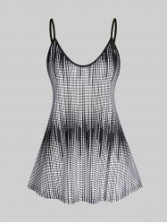 Plus Size Dots Printed Two Tone Tank Top -  