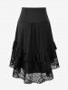 Plus Size & Curve Gothic Lace Insert High Low Flounced Midi Skirt -  