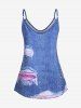 Plus Size 3D Zipper Ripped Printed Tank Top -  