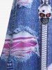 Plus Size 3D Zipper Ripped Printed Tank Top -  