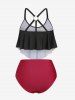 Plus Size Ruffled Overlay Floral High Waist Tankini Swimsuit -  