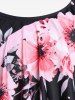 Maillot de Bain Tankini Superposé Fleuri à Taille Haute de Grande Taille à Volants - Multi 1X