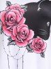 T-shirt Graphique à Imprimé Chat Rose de Grande Taille - Blanc 