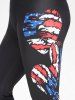 Plus Size Patriotic American Flag Hearts Print Capri Leggings -  