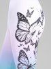 Plus Size Butterfly Print Ombre Color Capri Leggings -  