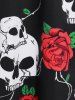 Robe Gothique Ligne A à Imprimé Rose Crâne de Grande Taille sans Manches - Noir 1x | US 14-16