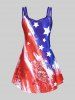 Plus Size American Flag Patriotic Crisscross A Line Sleeveless Dress -  