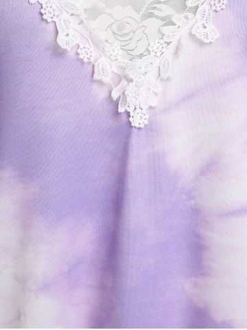 Plus Size Tie Dye Lace Panel Tank Top