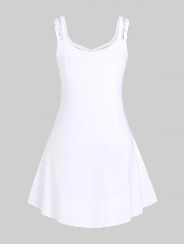 Plus Size Sunflower Print Crisscross Sundress