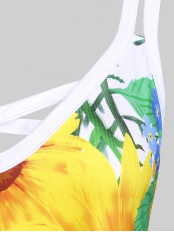 Plus Size Sunflower Print Crisscross Sundress