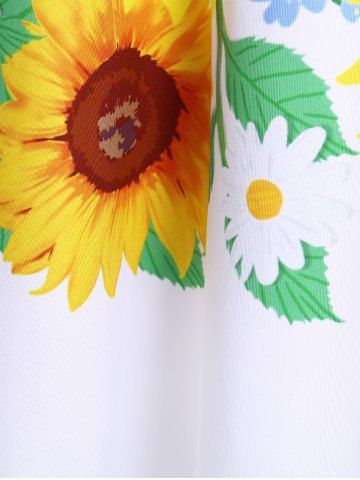 Plus Size Sunflower Print Crisscross Sundress