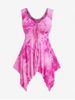 Plus Size Tie Dyed Lace Up Tank Top -  