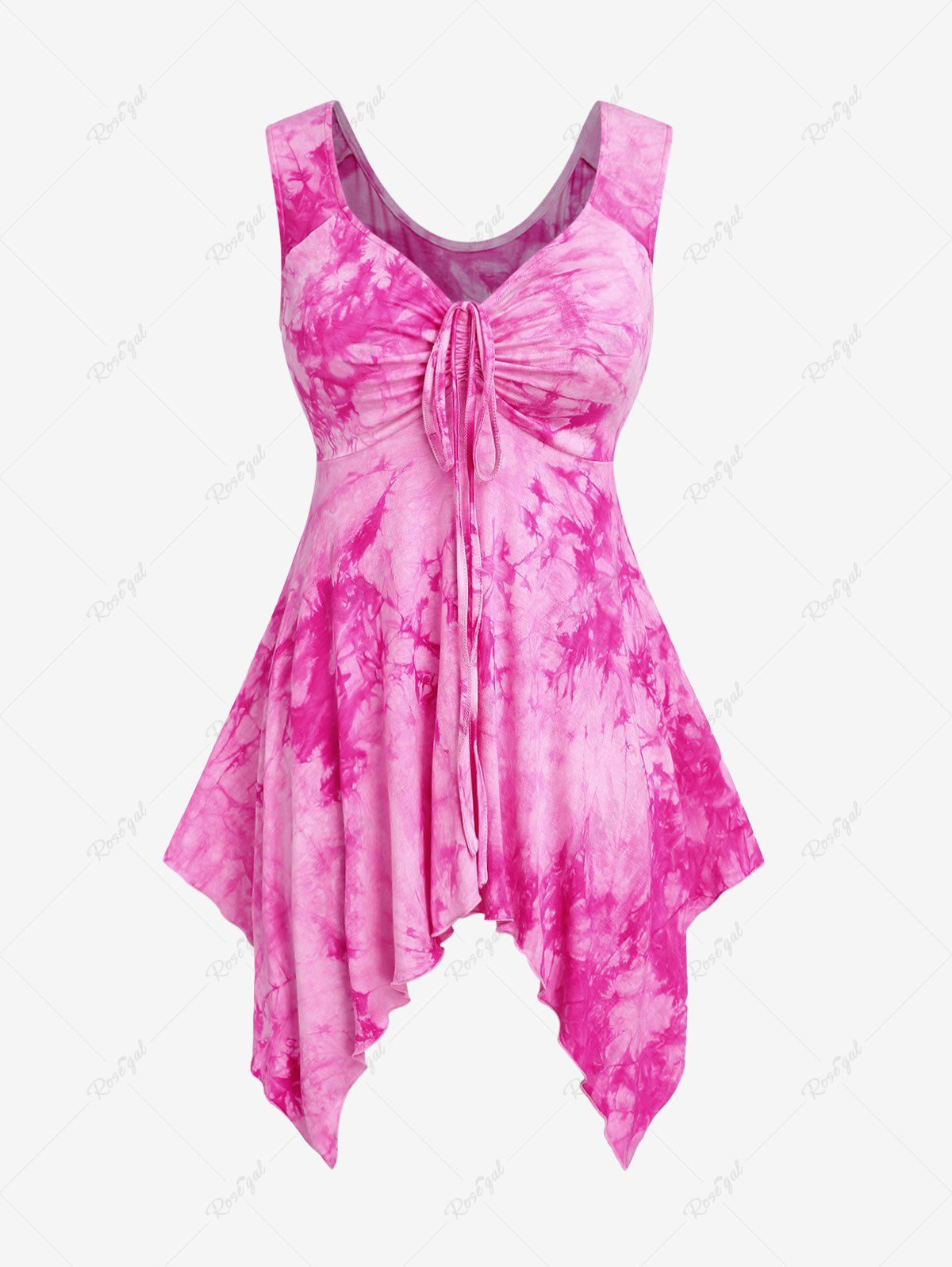 Outfit Plus Size Tie Dyed Lace Up Tank Top  