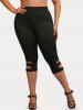 Off Shoulder Asymmetrical Tee With Lace Up Waistcoat and Panel Ladder Cutout Cropped Leggings Plus Size Summer Outfit -  